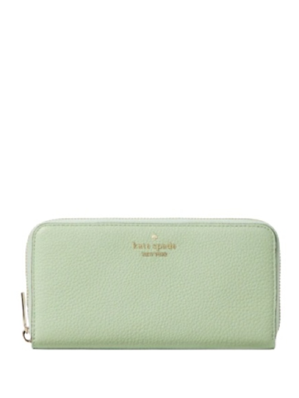 kate spade Mint Green Zip-Around Pebbled Leather Wallet